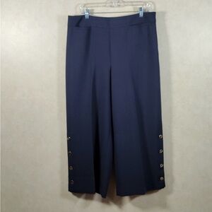 10535 Talbots navy blue wide leg slacks 12